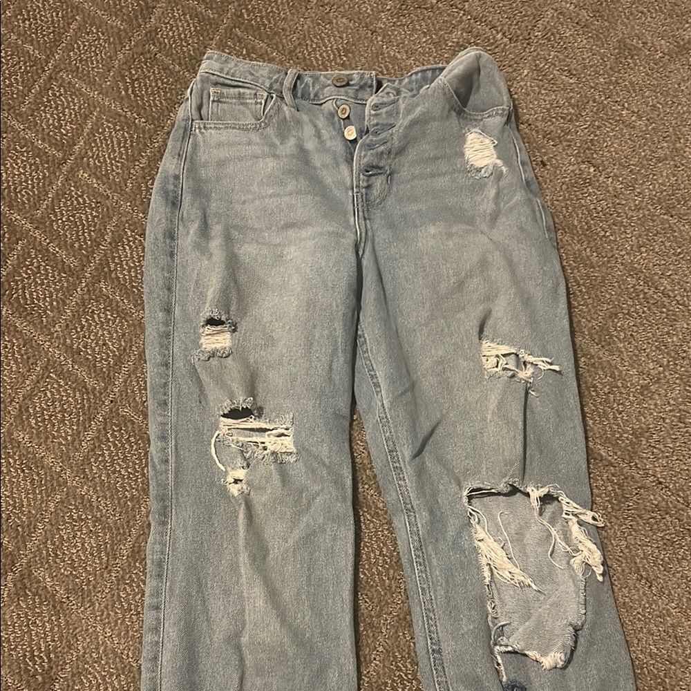 Hollister Blue Boyfriend Jeans Distressed Vintage Style